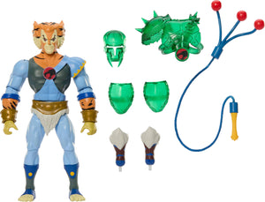 Masters of The Universe Origins & Thundercats, 5.5-inch Posable Action Figure Tygra, 1980s Crossover Toy Removable Armor, Bolo Accessory & Mini Comic