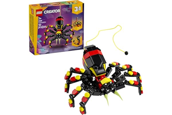 LEGO Creator 3 in 1 Wild Animals Surprising Spider Toy - Building Toy with 3 Build Options, Spider, Scorpion, or Snake - Animal Figures for Kids, Boys & Girls, Ages 7+ - Gift Idea for Birthday - 31159