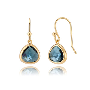 Dainty Simulated Blue Sapphire Dangle Earrings - 14k Gold-Plated, Hypoallergenic, Lightweight for Everyday Elegance, Minimalist September Birthstone Jewelry by MJLULU