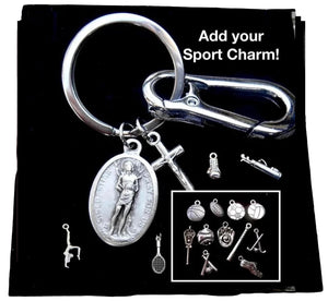 Saint Sebastian, Patron Saint Sports, Catholic Boys Key Clip, Confirmation,Patron Athletes, Choose your Sport Key Chain