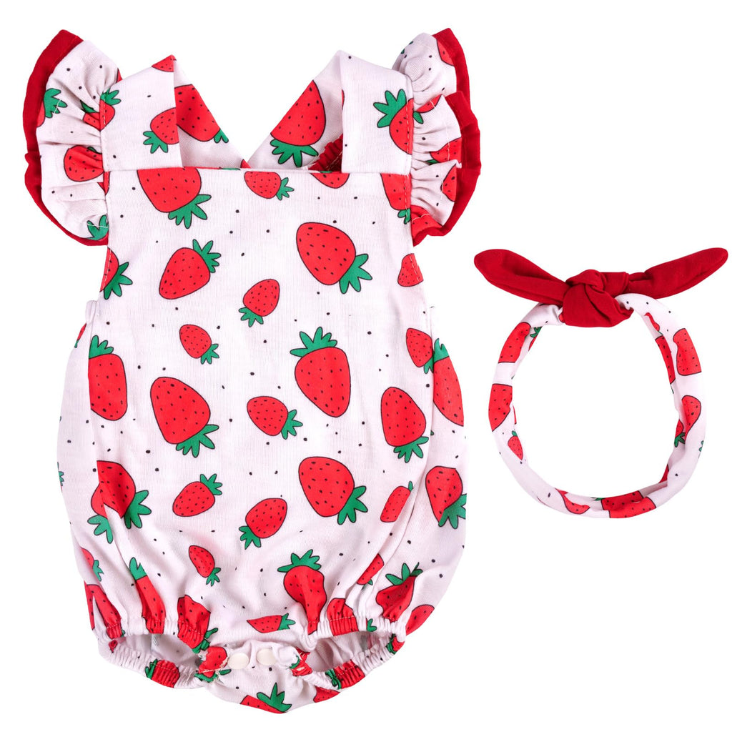 BABESIDE Reborn Baby Doll Clothes for 17-22 Inch Dolls,Strawberry Outfit Set, Cute Baby Doll Accessories for Reborn Girl Dolls