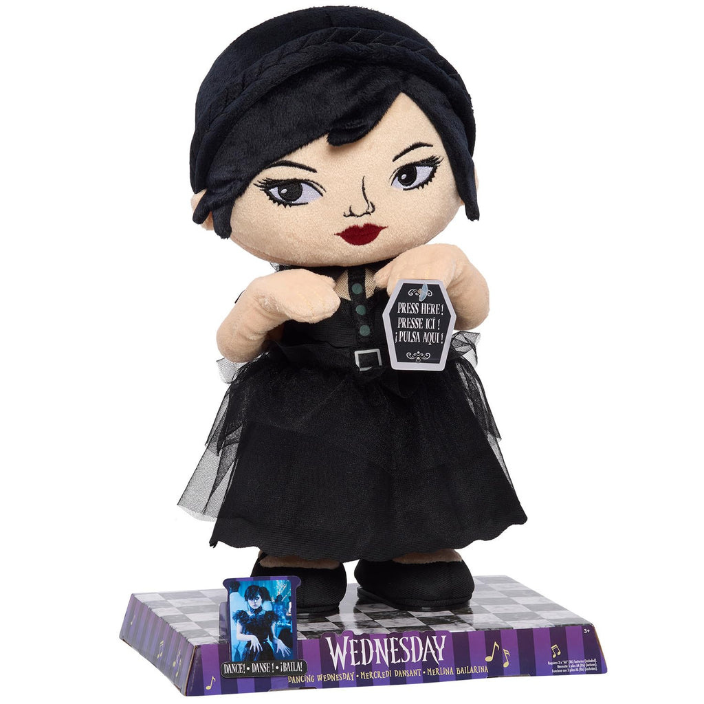 WEDNESDAY Dancing Plush Doll with Music and Movement, 12.5-inch Dancing Plushie, Interactive Toy, Kids Toys for Ages 3 Up by Just Play