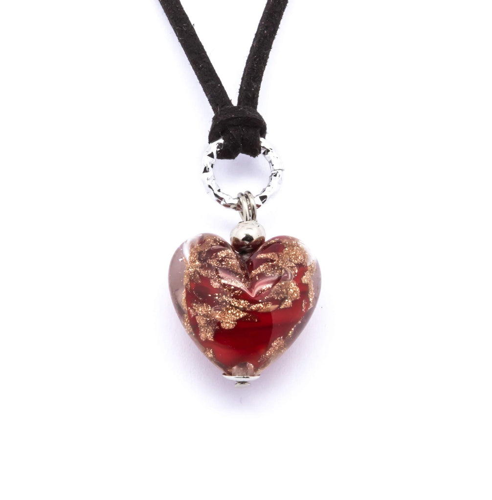 Authentic Murano Glass Heart Pendant Handmade in Italy Jewelry Hand Blown Glass