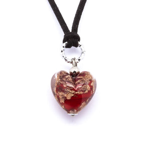 Authentic Murano Glass Heart Pendant Handmade in Italy Jewelry Hand Blown Glass