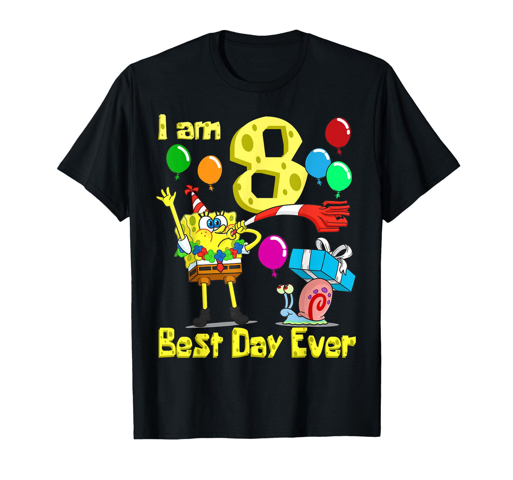 Mademark x SpongeBob SquarePants - SpongeBob I am 8 Years Old Birthday Party T-Shirt