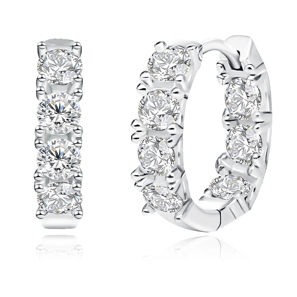 Sereney 925 Sterling Silver Hoop Earrings for Women, Silver Hoop Huggie Earring as Hypoallergenic Earrings for Women, White Gold Jewelry with High-Carbon Diamond as Hypoallergenic Earrings