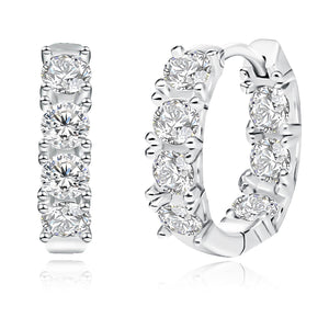 Sereney 925 Sterling Silver Hoop Earrings for Women, Silver Hoop Huggie Earring as Hypoallergenic Earrings for Women, White Gold Jewelry with High-Carbon Diamond as Hypoallergenic Earrings