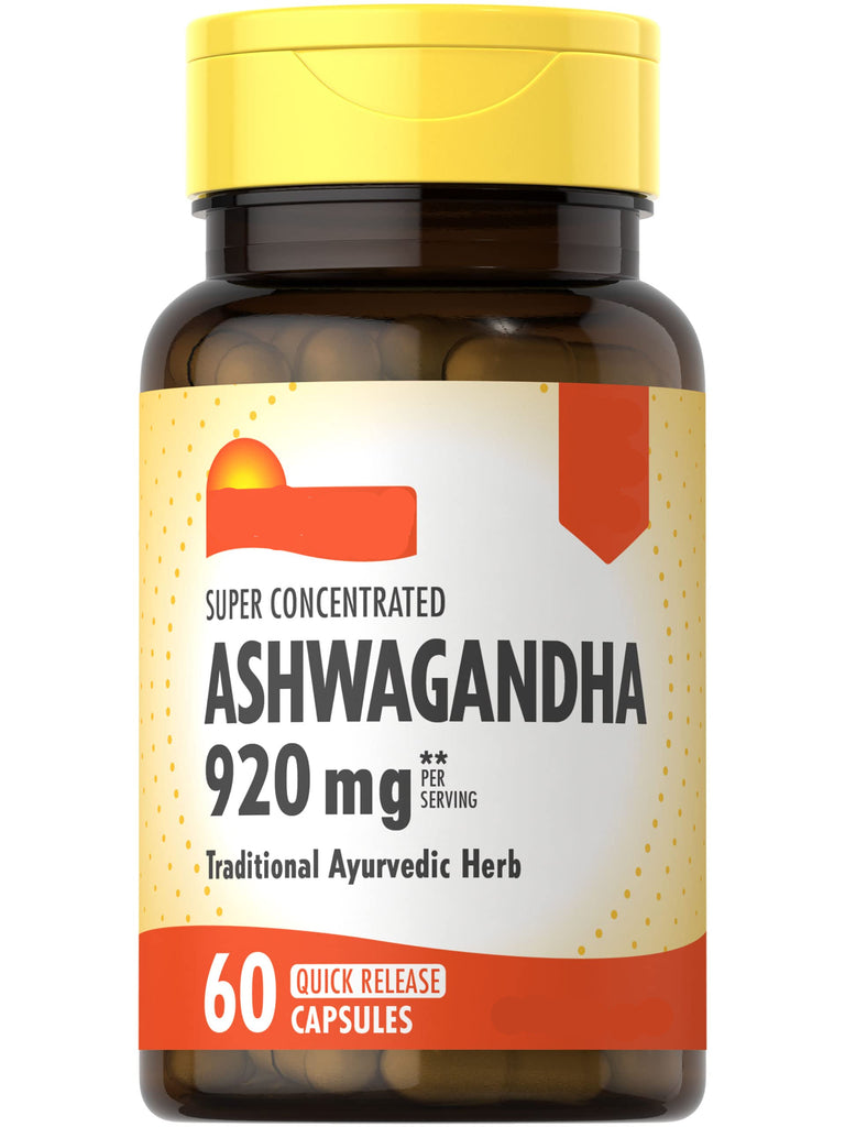 Sundance Vitamins Ashwagandha supplement bottle on a white background