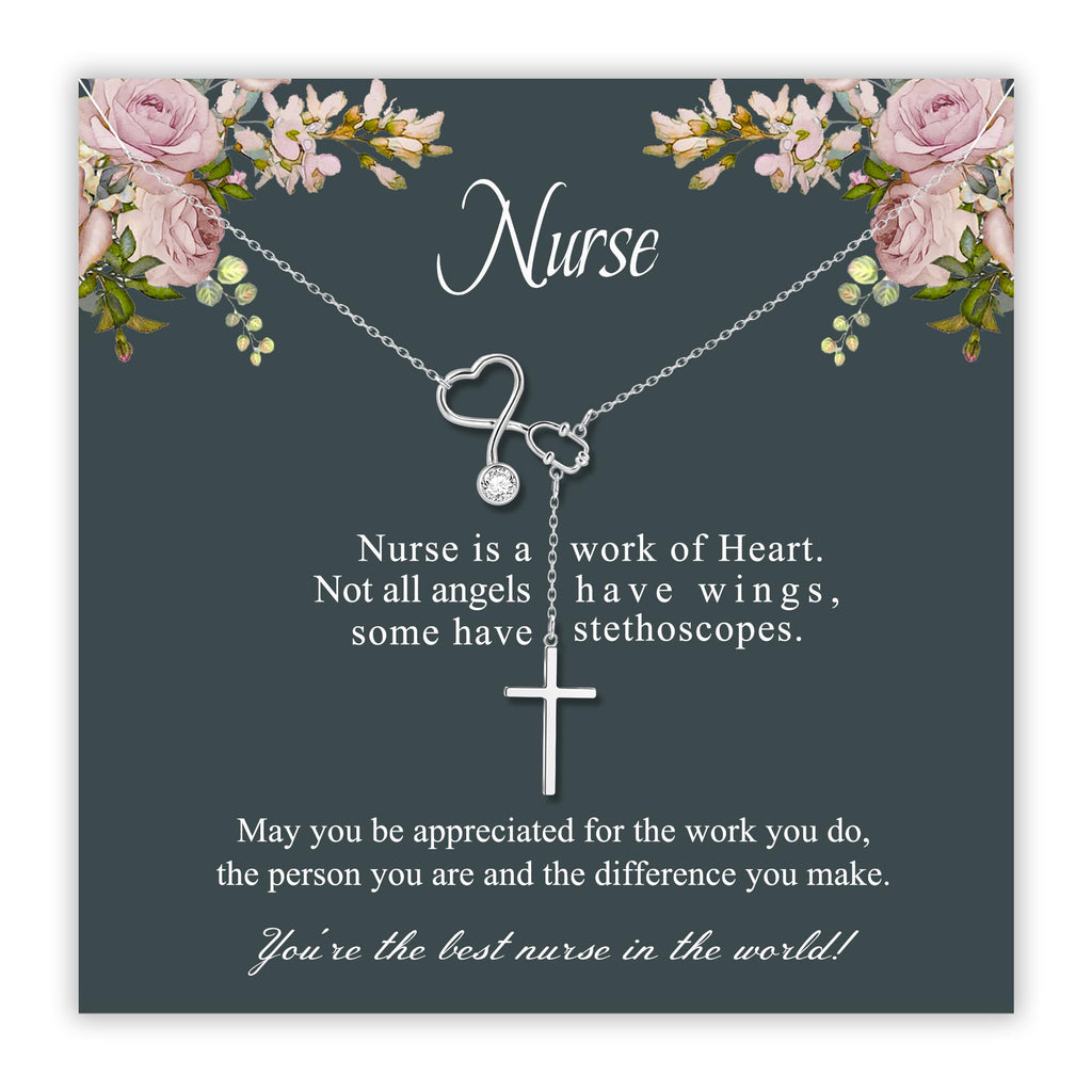 SmileBelle Nurse Christmas Gifts for Women, Nurse Necklace as Nursing Appreciation Practitioner Gifts for Nurses Female, Nursing School Stainless Steel Medical Assistant as Accessories for New Nurses