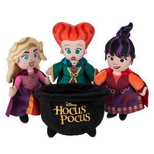 Disney Store Hocus Pocus Sanderson Sisters Plush Doll Set - Sarah, Mary & Winifred - Detailed Plush Sculpting, Shimmering Capes, Soft Velour Cauldron - Hocus Pocus Plushies