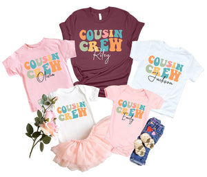 Cousin Crew Shirts for Kids Personalized Cousin Crew Outfit for Babies Cousins Shirts for Kid Custom Name Summer Outfits for Baby Toddler Kids Adults