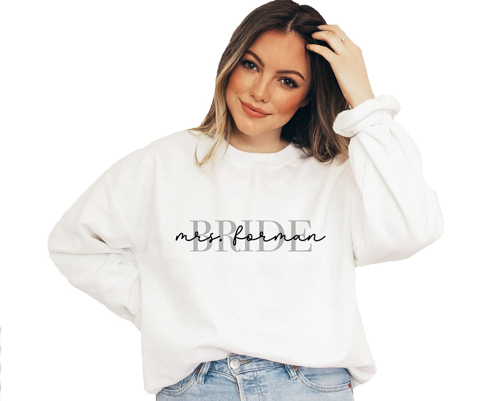 Up2ournecksinfabric - Custom Bride Sweatshirt - Fiance - Future Mrs. - Newly Engaged - Engagement Gift - New Mrs - Custom Mrs Sweatshirt - New Mrs - Honeymoon Pajamas - Wedding Gift - Future Mrs. Gift