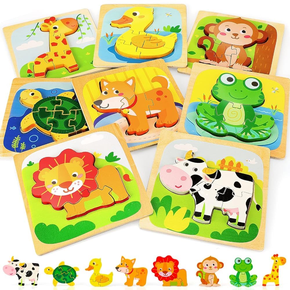 TOY Life Wooden Puzzles for Toddlers 2-4, Montessori Toys for 1 2 3 Year Old Boys Girls, Animals Puzzles Educational Learning Toys 2 Year Old, Birthday Gifts Toy for Girl Boy 6M+