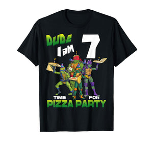 Mademark x Teenage Mutant Ninja Turtles - Dude I am 7 Years Old Turtles Pizza Birthday Party T-Shirt