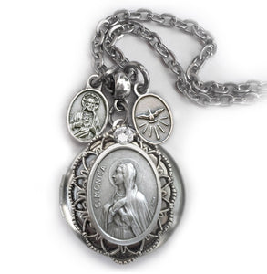 St. Monica Locket Necklace, Patron Saint Confirmation Gift, Catholic Devotion Jewelry Gift