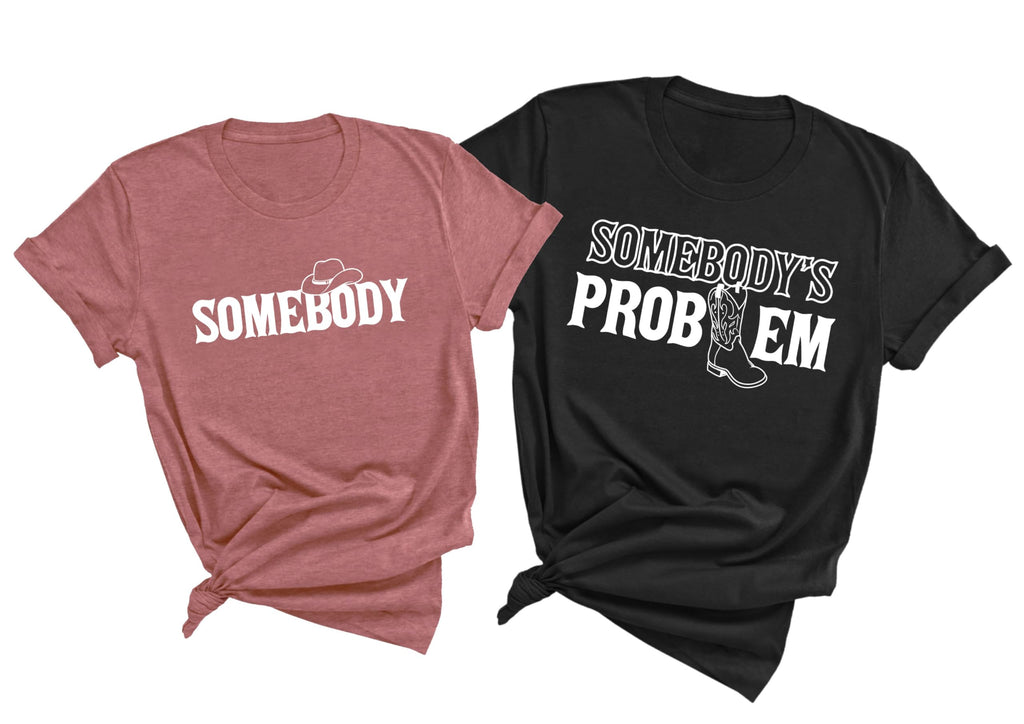 Matching Somebodys Problem and Somebody T-Shirts, Retro Country Music Graphic Tee, Couple Shirt, Bride Tshirt, Honeymoon Clothes, Wedding Anniversary Tee, Birthday Gift for Girlfriend Boyfriend
