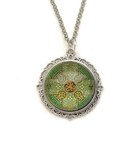 Fern & Filigree Celtic Cross Necklace for Women - Irish Knot Design - 20 inch chain - Handmade