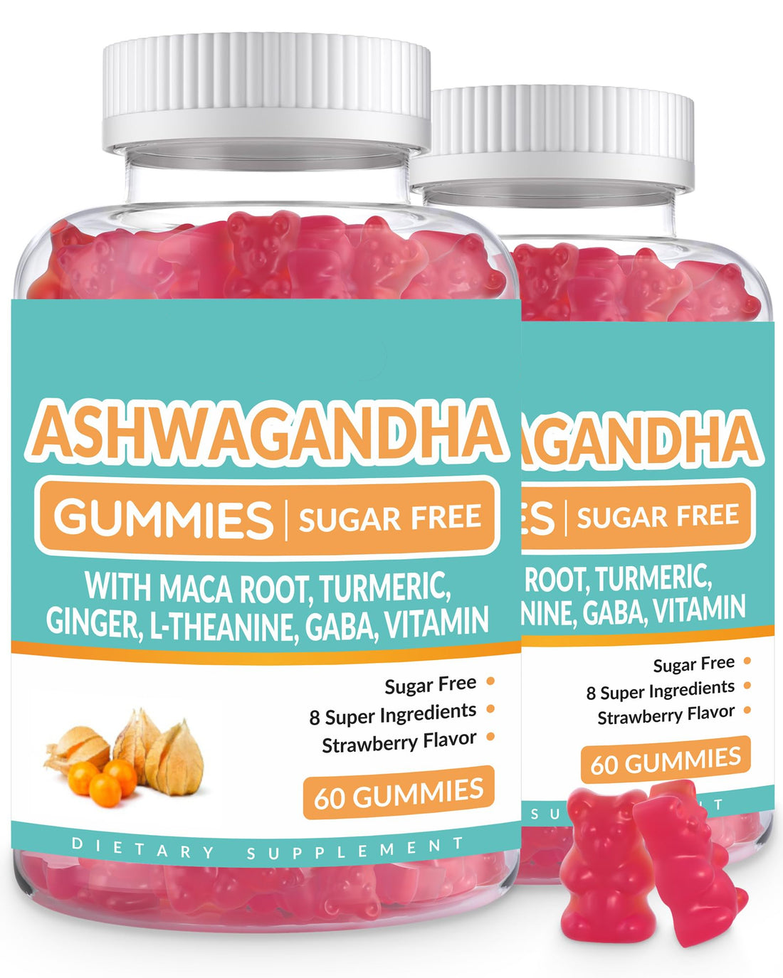 Two bottles of Weevit Ashwagandha gummies on a white background