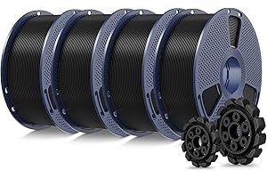 SUNLU PLA+2.0 3D Printer Filament Bundle, 4KG Upgrade PLA+ Filament 1.75mm, Tougher and Stronger, Dimensional Accuracy +/-0.02mm, 1KG per Spool, 4 Packs, 4KG Total, Black