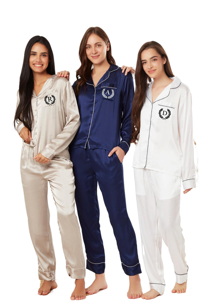 Custom Pajamas for Bridal Party - Bridesmaid Pajamas- Pajama for Women - Two-piece PJ Sets - Soft Sleepwear Lingerie - Bridesmaid Gifts - Short Sleeve Pajamas Tops - Bridal Party (Long Sleeve) Pink