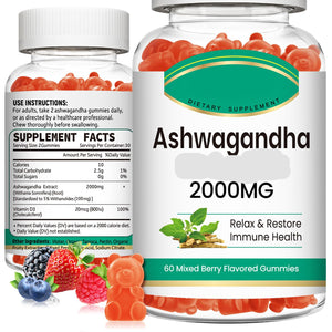 Two bottles of Zetelixia Ashwagandha Root Extract gummies on a white background