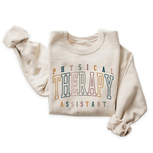 Retro Physical Therapy Assistant Sweatshirt, Physical Therapist Gift, PTA Graduation, Physical Therapy Office Co-Worker Gift, Unisex Crewneck Sweater Sand