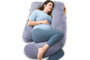 Momcozy Pregnancy Pillows for Sleeping, U Shaped Full Body Maternity Pillow with Removable Cover - Support for Back, Legs, Belly, HIPS for Pregnant Women, 57 Inch Pregnancy Pillow for Women, Grey