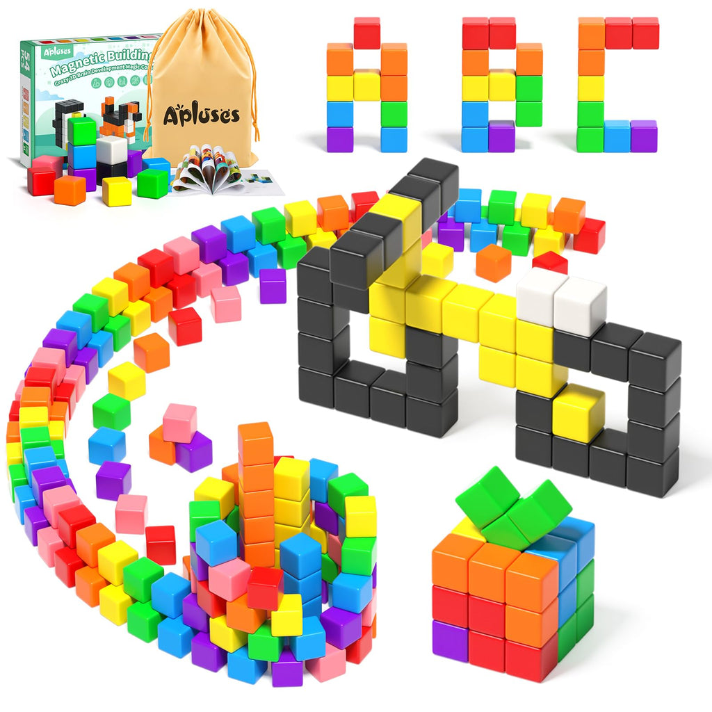54 PCS Magnetic Blocks, Magnetic Building Blocks for Toddlers 3+, Montessori Toys, Magnet Cubes, Preschool STEM Educational Sensory Magnet Toys for Kids Ages 3-5 Year Old Boys and Girls