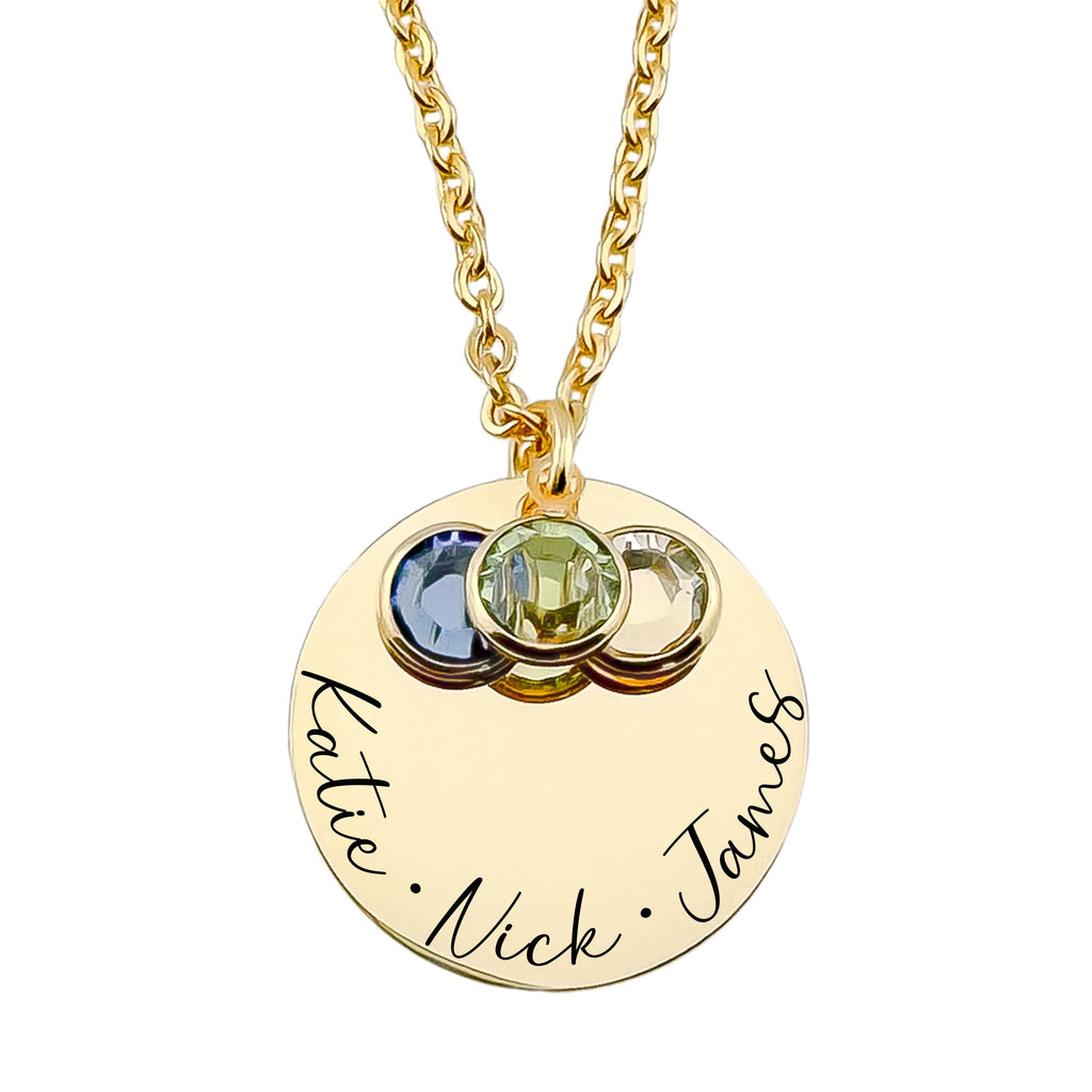 Custom Birthstone Name Necklace for Mom – 1 to 6 Kids Names with Swarovski Crystals – Personalized Gift for Women, Grandma, Wife – Family Jewelry, Mother’s Necklace in Gold, Silver, or Rose Gold