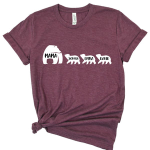 Personalized Bear Mama Shirts, Customized Mom Shirts, Sweatshirts and Hoodies, Girl - Boy and His/Her Mommy Tshirts, Cute Mothers Day Present, for Mom, Grandma Gifts