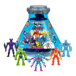 MrBeast Lab Hybrids Mega Pack, Reveal Different Hybrid Parts to Create 5 Mix & Match Action Figures, Including a Mega Torso Panther Experiment to Reveal Hybrid's Real Colors, Collect 30+ Beasts