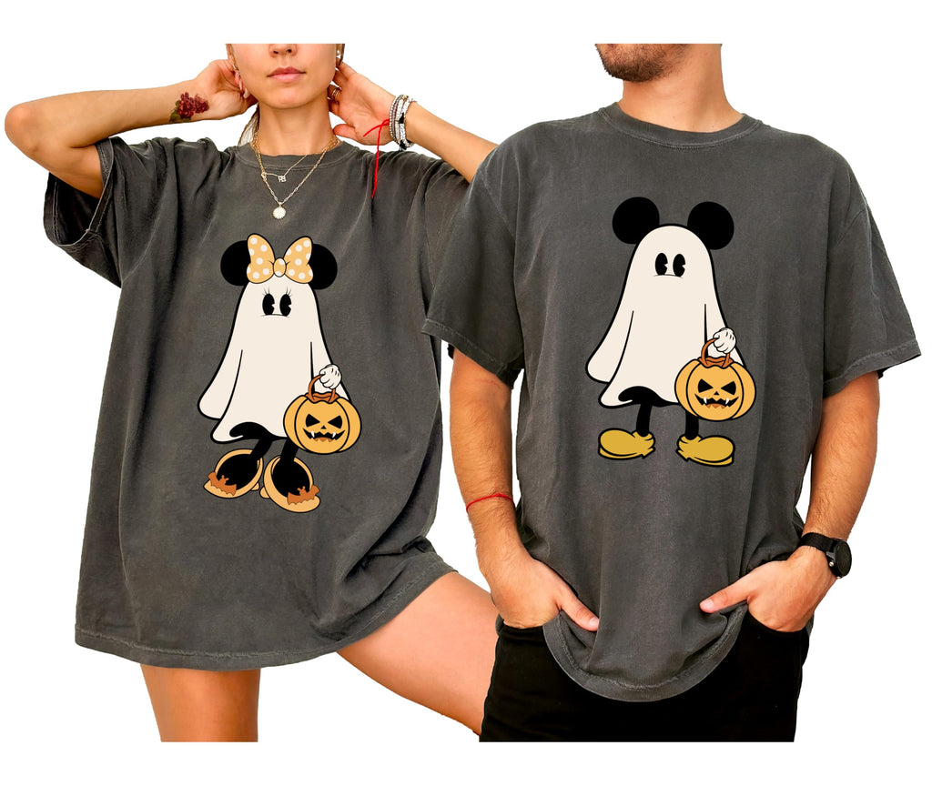 M.innie Halloween Couple T-Shirt, M.Ickey Halloween Shirt, Halloween M.innie Tee, Matching Ghost Shirt, Family Matching Shirt Multicolor