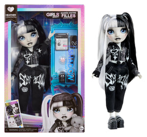 Rainbow High Shadow High Girl's Night Heather Grayson - Grayscale 11" Fashion Doll. Black and White Hair & Outfit. Girl's Night Accessories and Comb.