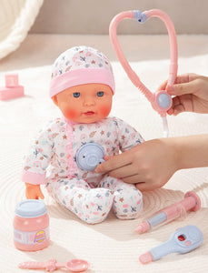 Mother Love Interactive Baby Dolls Toy Doctor Kit ,16 Inches Dolls with Heartbeat Sound Stethoscope, Pretend Role Play Accessories Set - Medical Checkup Playset Gift Pack, for 3+ Year Old Girls