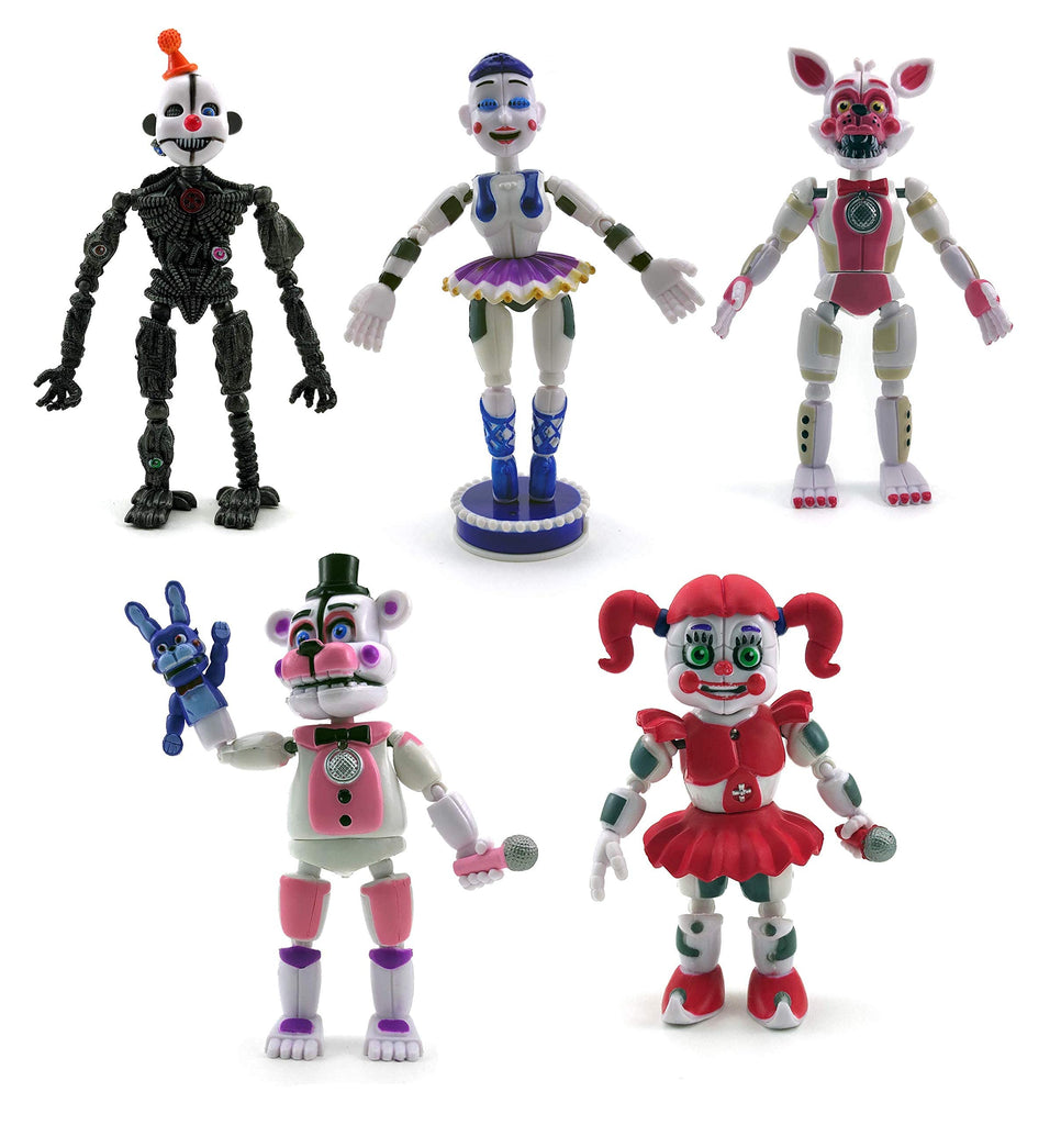 Toysvill Inspired by FNAF Sister Location Collection | Action Figures Toys (Set of 5 pcs), More Than 5 inches [Funtime Freddy Bear, Circus, Ennard, Ballora, Funtime Foxy], Fun Action Simulator