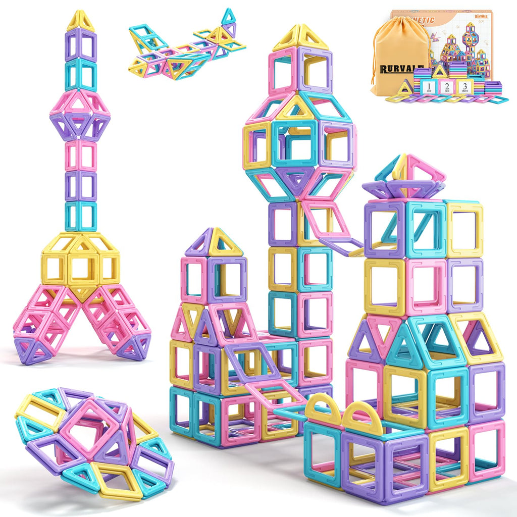 Toddler Girl Toys, Magnetic Tiles Basic Set, Birthday Gifts Ideas for Girls Age 3-5, Magnetic Building Blocks, Magnet STEM Montessori Toddler Kids Christmas Toys Gifts for 3 4 5 6 7 Year Old Girls