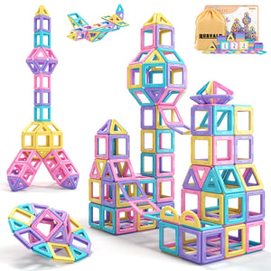 Toddler Girl Toys, Magnetic Tiles Basic Set, Birthday Gifts Ideas for Girls Age 3-5, Magnetic Building Blocks, Magnet STEM Montessori Toddler Kids Christmas Toys Gifts for 3 4 5 6 7 Year Old Girls