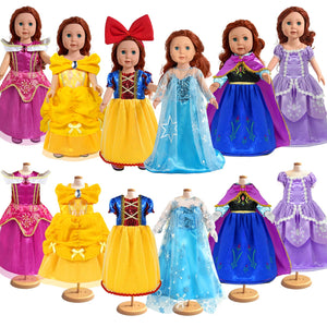 18 inch Doll Clothes and Accessories, Pricess Costumes Dress, 6 Pieces, 18 inch