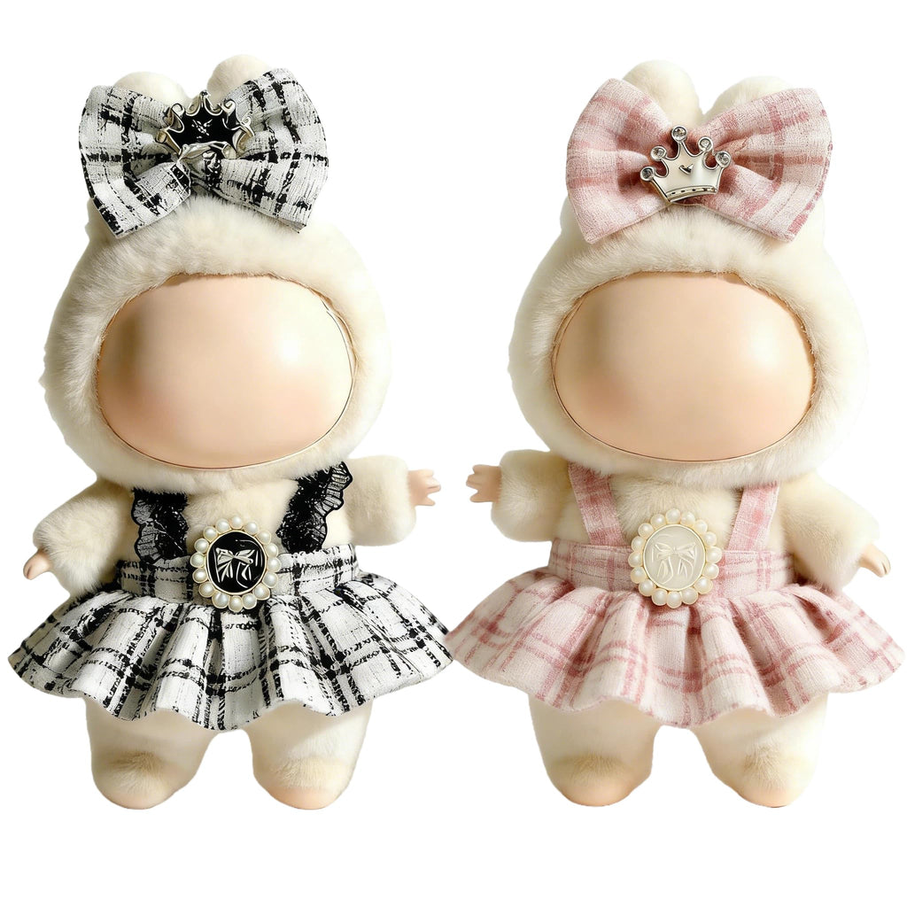 (2 Pack) Clothes for LABUBU 17cm Doll (NO Doll), Outfit for LABUBU, Dress and Hairpin Set for LABUBU Dress Up, Fashion and Premium Dolls Accessories for LABUBU