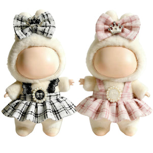 (2 Pack) Clothes for LABUBU 17cm Doll (NO Doll), Outfit for LABUBU, Dress and Hairpin Set for LABUBU Dress Up, Fashion and Premium Dolls Accessories for LABUBU