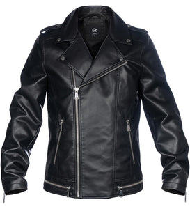 whattry Mens Faux Leather Jacket, Padded Windbreaker, Motorcycle Biker Bomber Coat with Hood