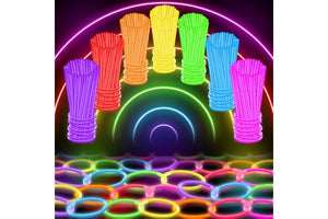 100 Ultra Bright Glow Sticks Bulk Party Pack - Halloween Glow in the Dark Party Supplies Pack - 8" Glowsticks Party Favors with Bracelets and Necklaces