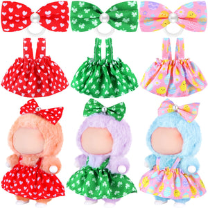3 Pack St. Patrick's Day 17cm Doll Clothes Set Cute Green Clover Pink Easter Egg Red Heart Outfit for Irish Easter Valentine Dressed up Doll Accessories