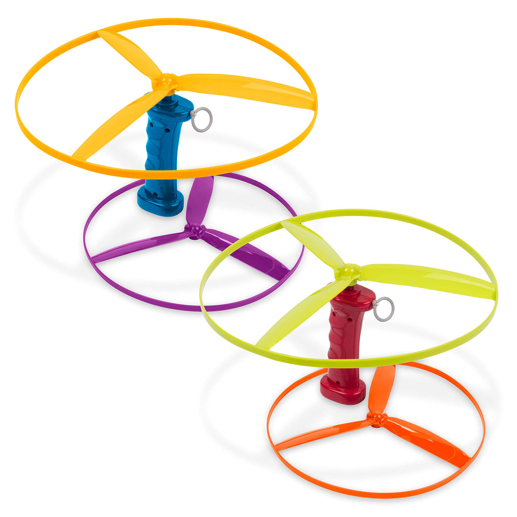 Battat - Flying Disc Launcher Toy Helicopter with 2 Launchers & 4 Discs - Screen-Free Outdoor Summer Toys for Active Play - No Batteries Required Kids Launch Game Set for Ages 3+ - Skyrocopter