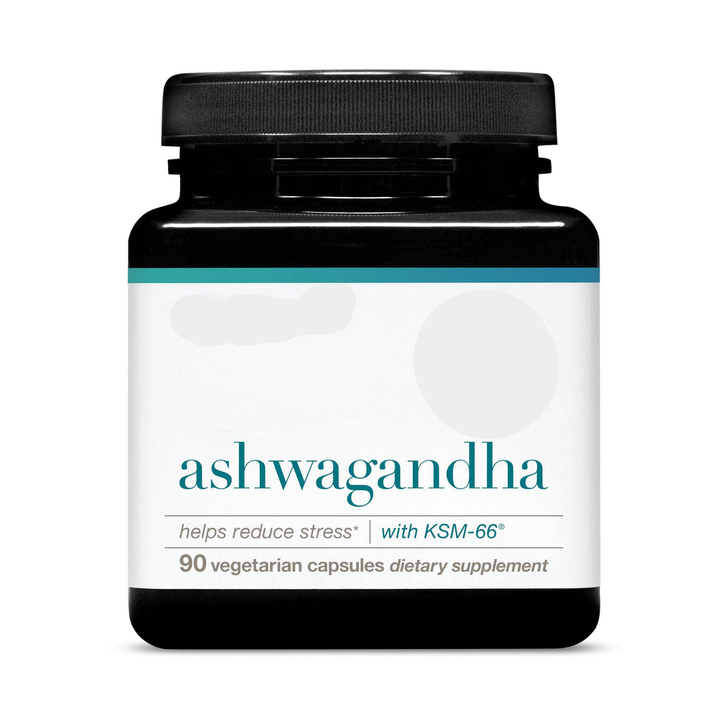 Supplement bottle labeled 'ashwagandha' with Youtheory branding on a white background