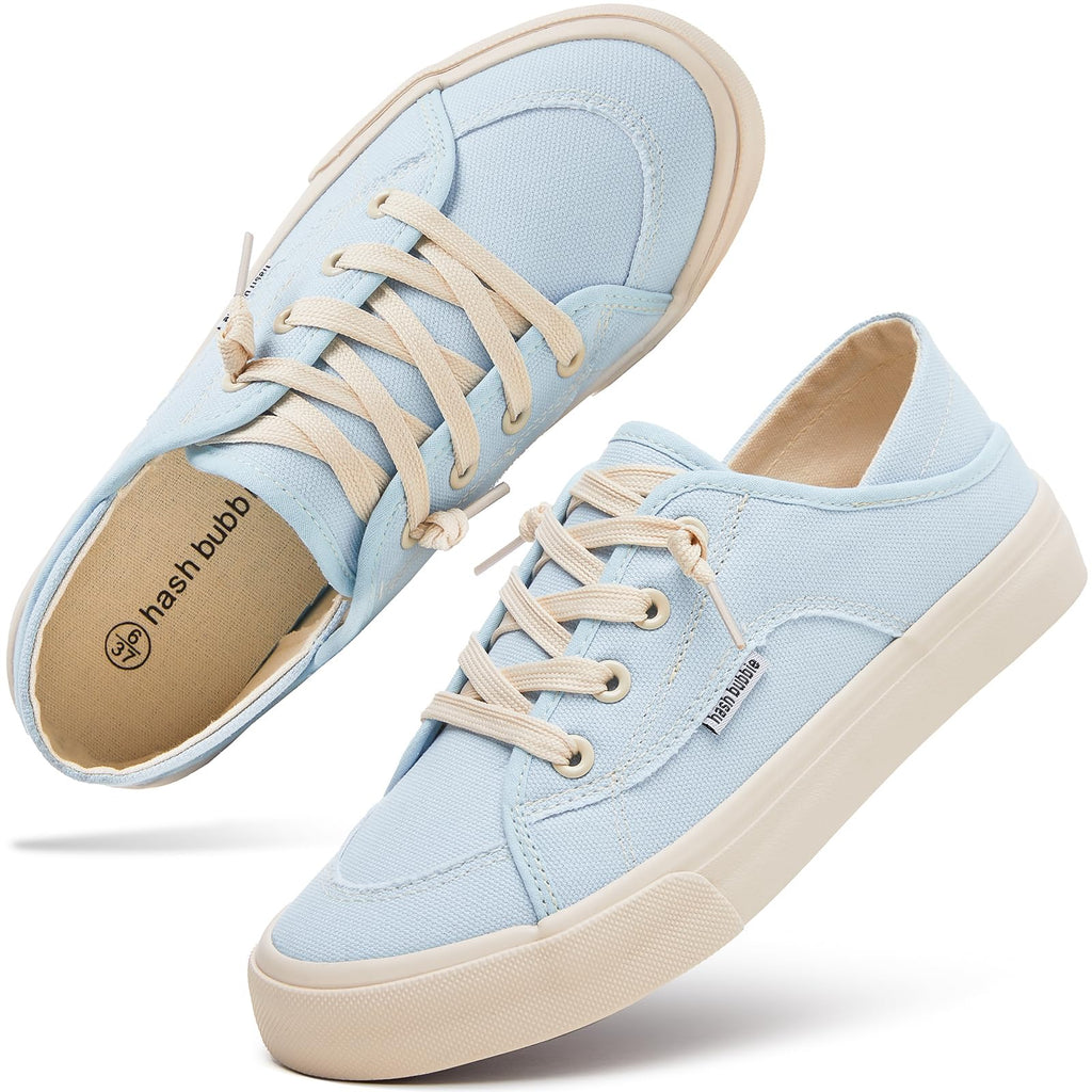 hash bubbie Women's Slip on Shoes Canvas Shoes Non Slip Fashion Canvas Sneakers for Women Low Top Loafers(Baby Blue.US6.5)
