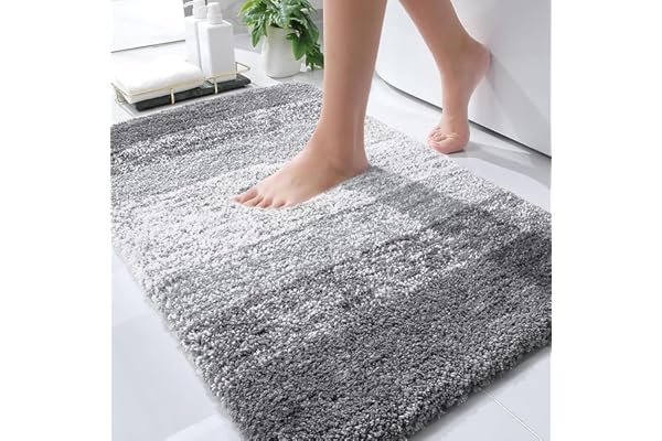 OLANLY Bathroom Rugs Mat 30x20, Extra Soft Absorbent Microfiber Bath Rugs, Rubber Backing, Quick Dry, Machine Washable Bath Mats for Bathroom Floor, Tub and Shower, Home Decor Accessories, Grey