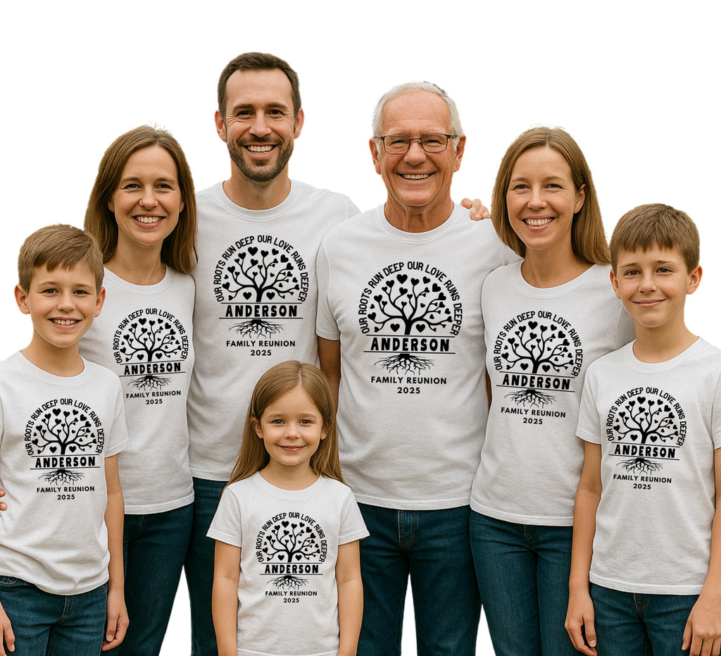 Personalized Handmade Family Reunion Shirt – Our Roots Run Deep Tee, Custom Family Tree T-Shirt, Funny Matching Family Vacation Shirt, Unique Family Gathering Gift White