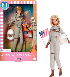 Barbie Mattel Miss Astronaut Doll Collectible with Silver Suit, Space Boots & Helmet Accessory, 1965 Vintage Repro