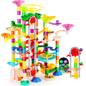 JOYIN 236Pcs Glowing Marble Run with Motorized Elevator- Construction Building Blocks Toys with 30 Glow in The Dark Plastic Marbles, STEM Toy for Boys and Girls Gift for Christmas